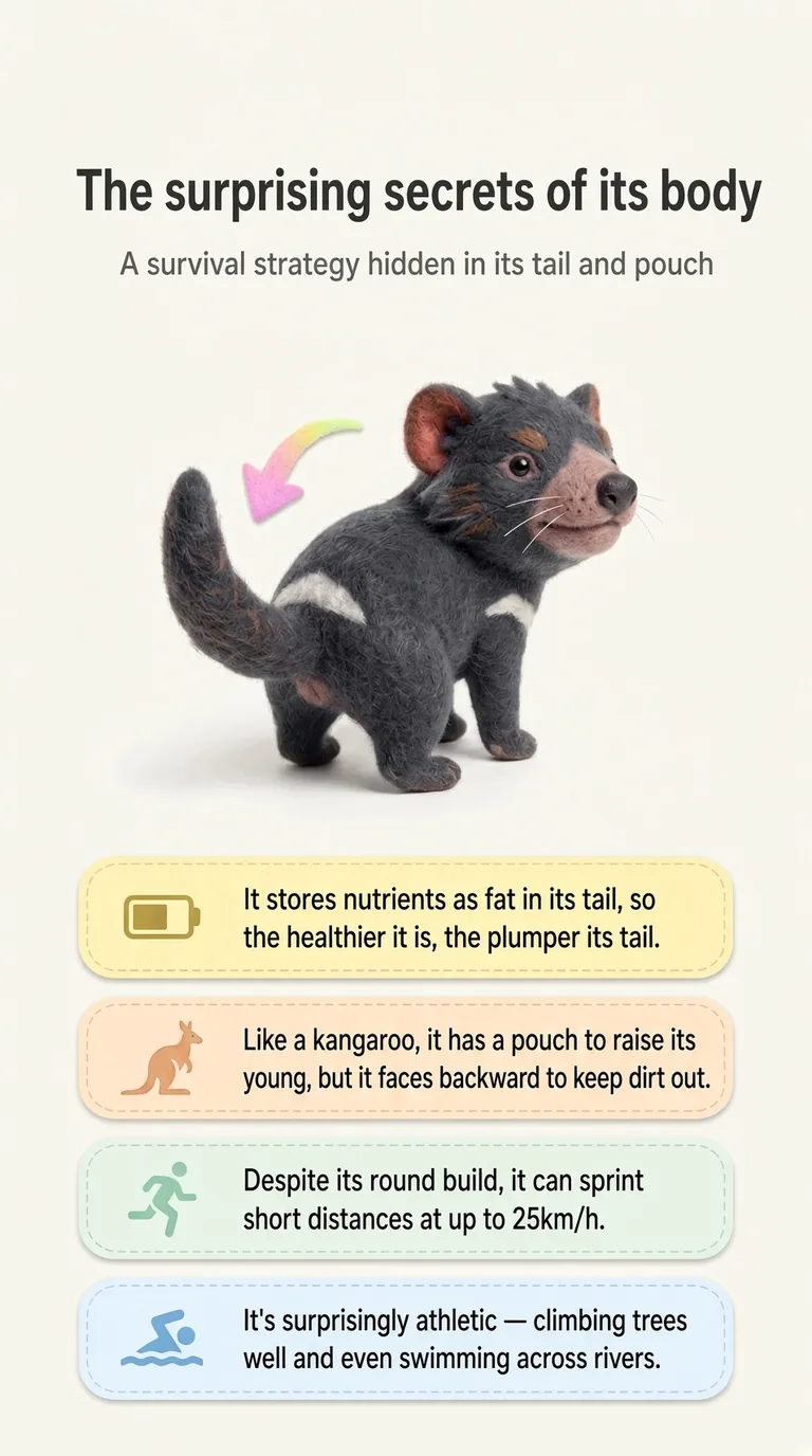 The surprising secrets of its body — A survival strategy hidden in its tail and pouch