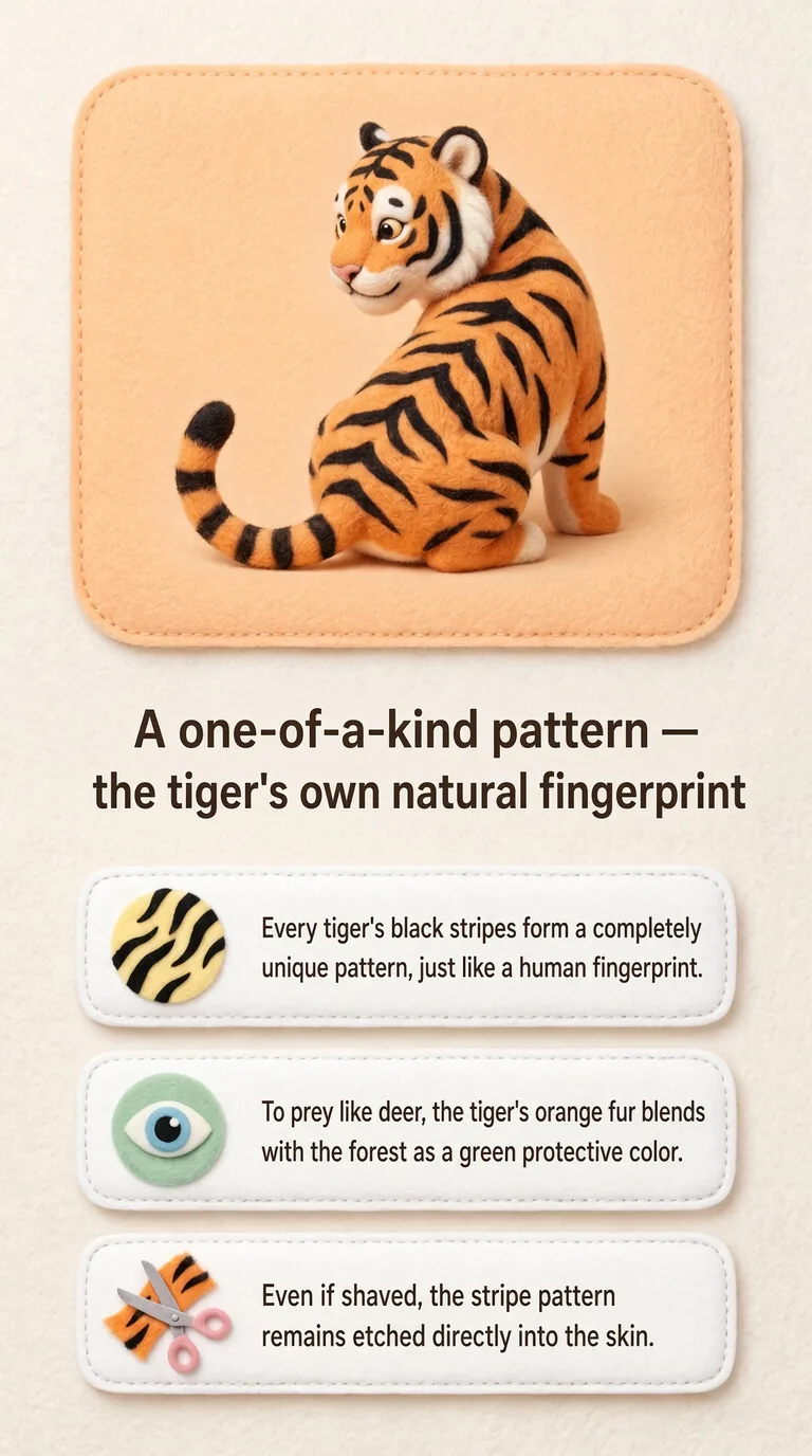A one-of-a-kind pattern — the tiger's own natural fingerprint