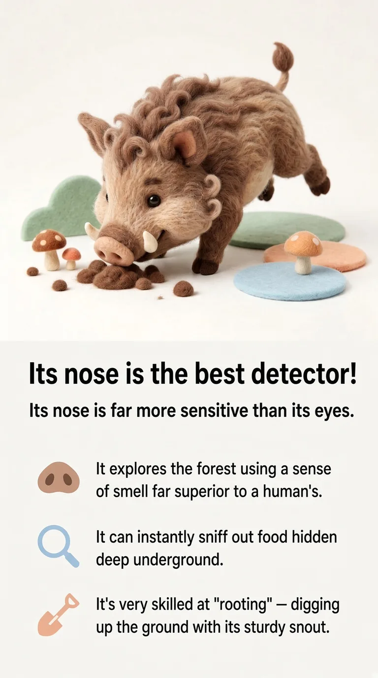 Its nose is the best detector! — Its nose is far more sensitive than its eyes.