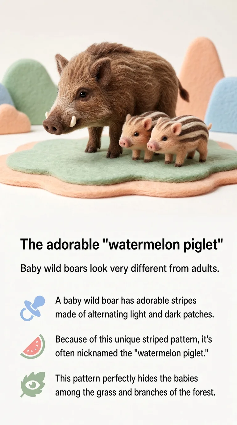 The adorable "watermelon piglet" — Baby wild boars look very different from adults.