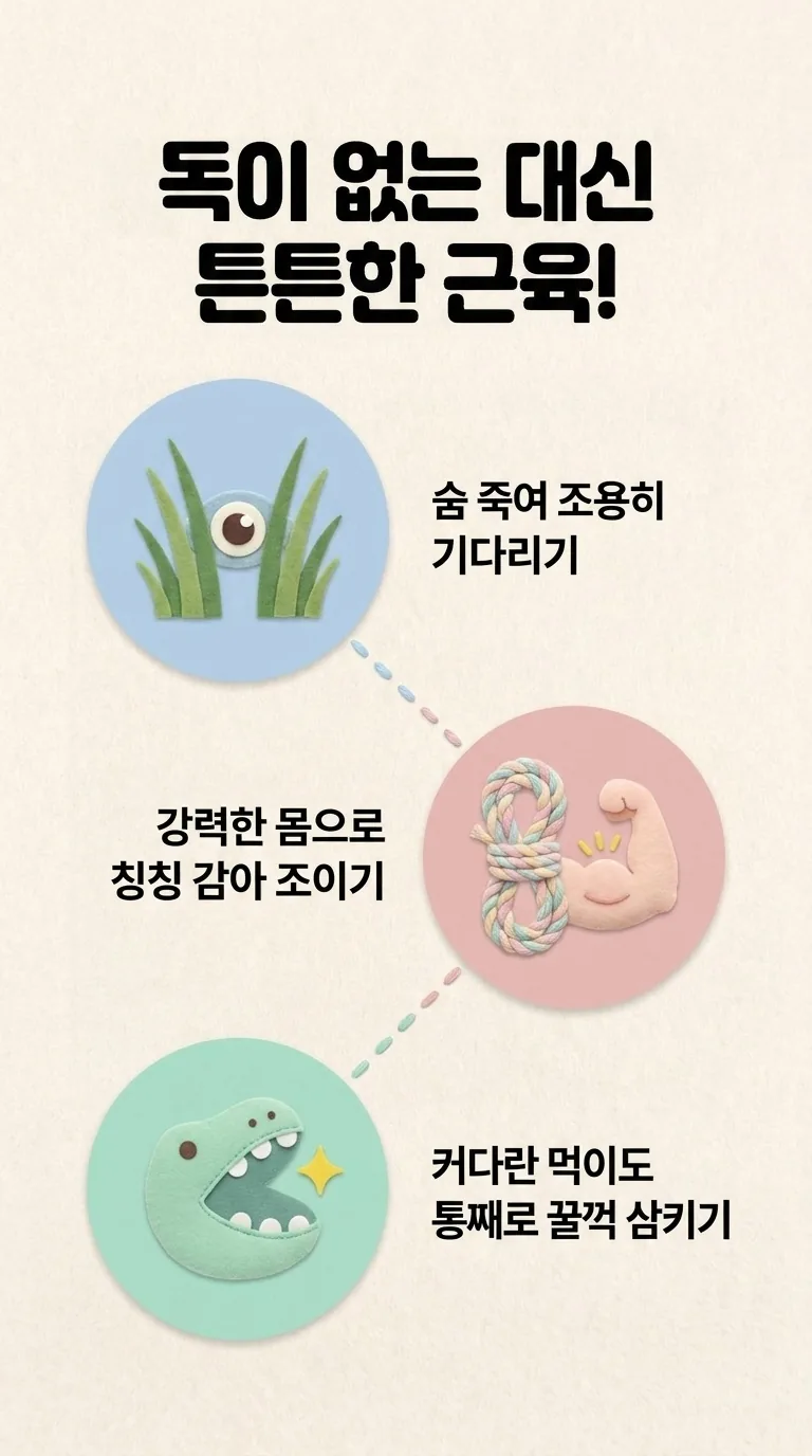 독이 없는 대신 튼튼한 근육!