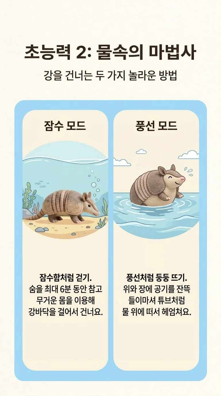초능력 2: 물속의 마법사 — 강을 건너는 두 가지 놀라운 방법 — 잠수함처럼 걷기 / 풍선처럼 둥둥 뜨기