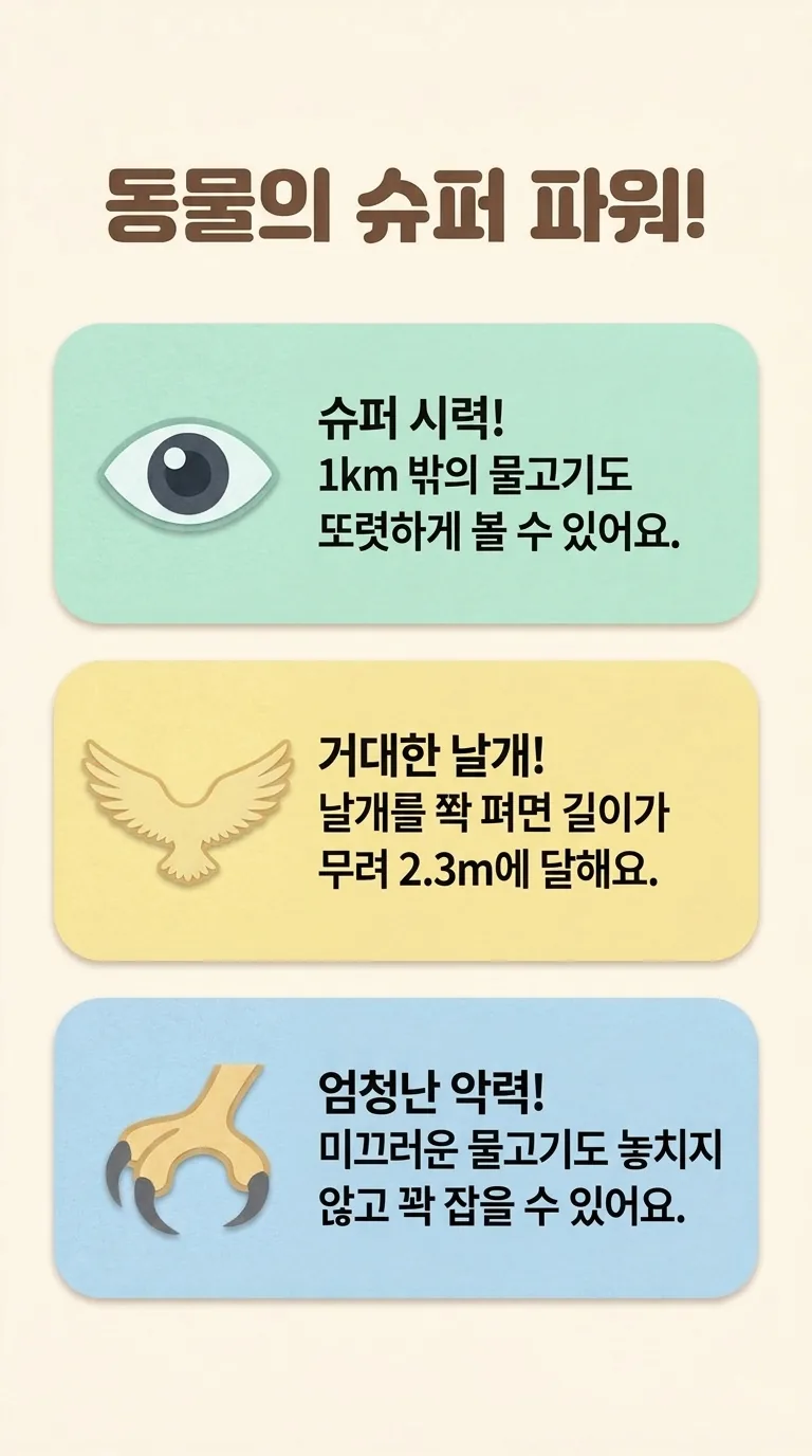 동물의 슈퍼 파워! — 슈퍼 시력! / 거대한 날개! / 엄청난 악력!