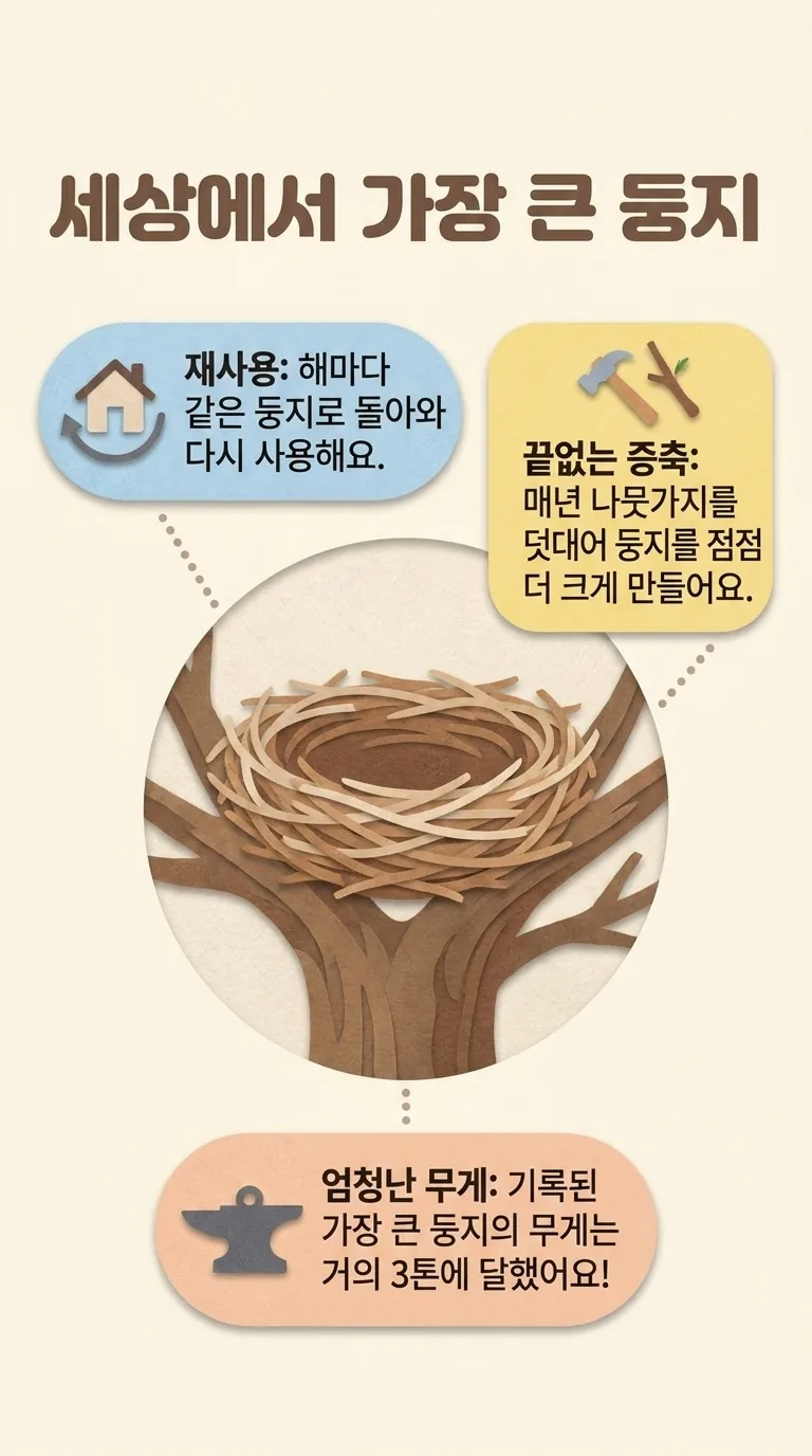 세상에서 가장 큰 둥지 — 재사용 / 끝없는 증축 / 엄청난 무게