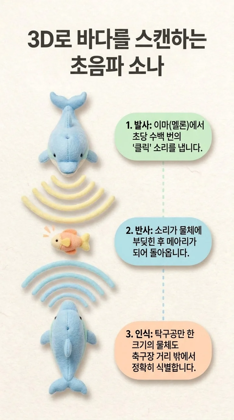 3D로 바다를 스캔하는 초음파 소나 — 발사 / 반사 / 인식