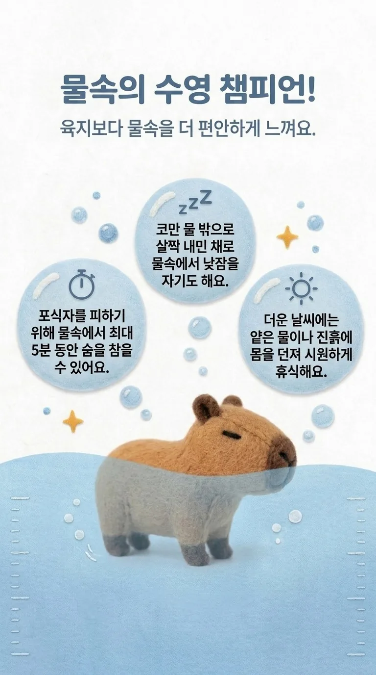 물속의 수영 챔피언! — 육지보다 물속을 더 편안하게 느껴요.