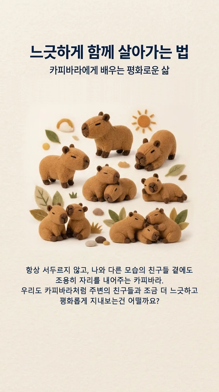 느긋하게 함께 살아가는 법 — 카피바라에게 배우는 평화로운 삶