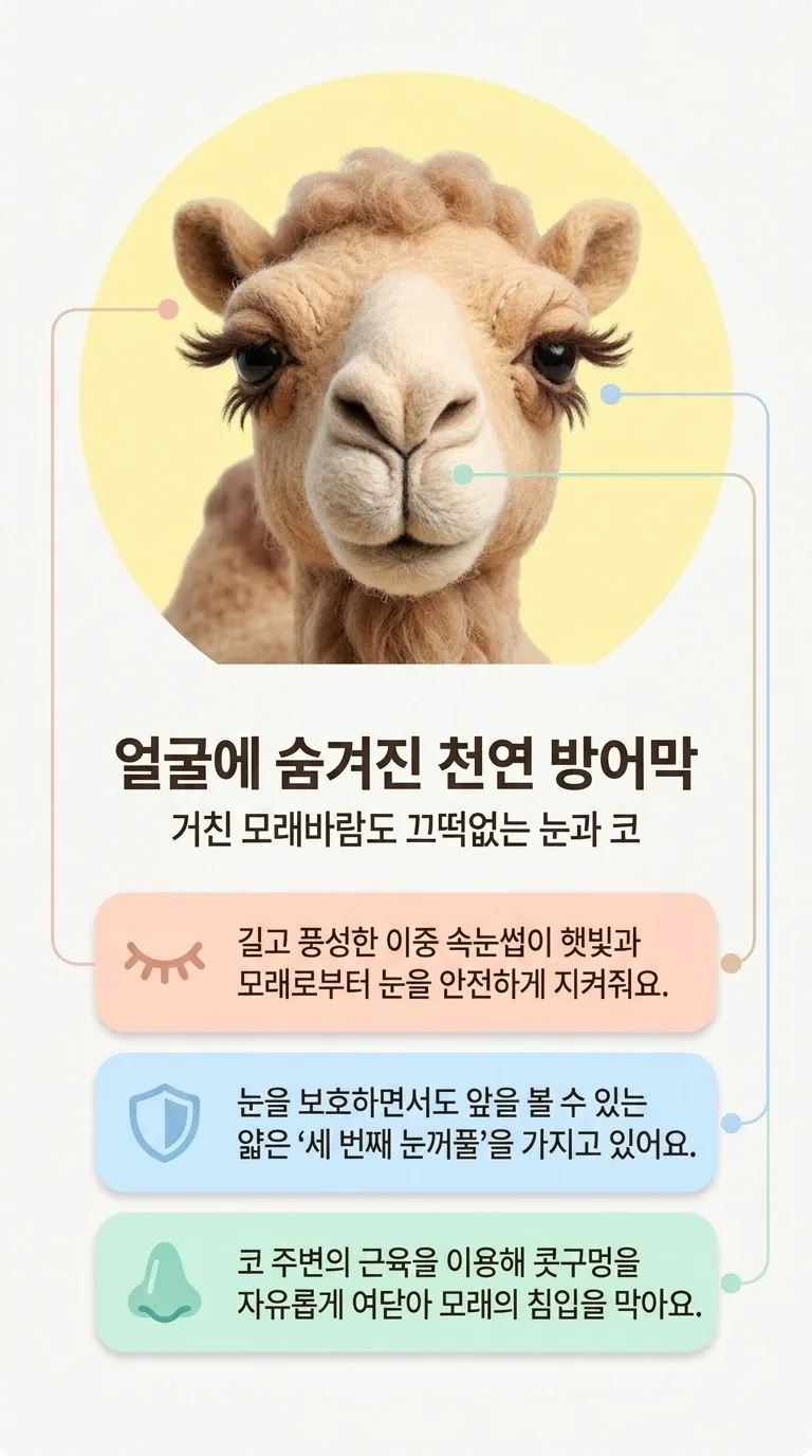 얼굴에 숨겨진 천연 방어막 — 거친 모래바람도 끄떡없는 눈과 코