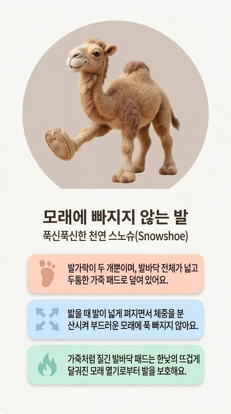 모래에 빠지지 않는 발 — 푹신푹신한 천연 스노슈(Snowshoe)