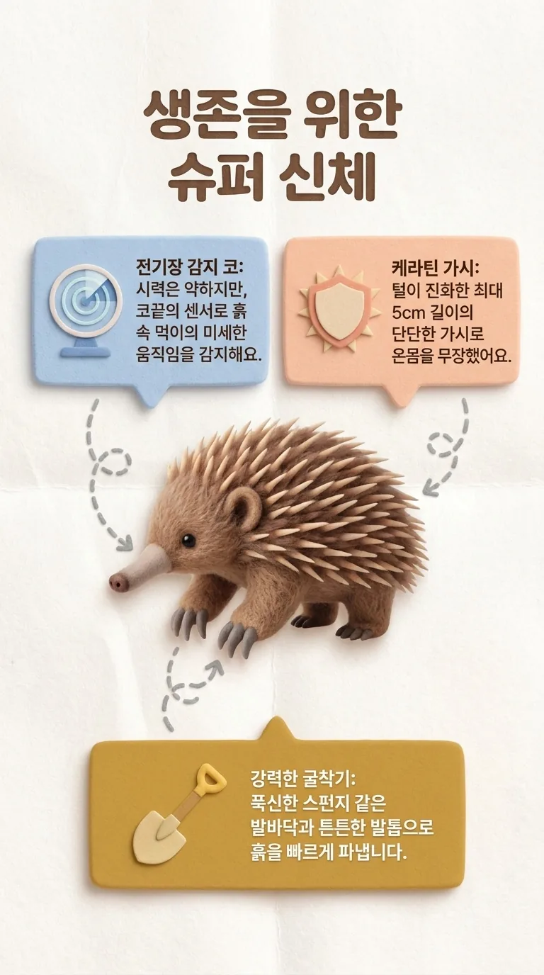 생존을 위한 슈퍼 신체 — 전기장 감지 코 / 케라틴 가시 / 강력한 굴착기