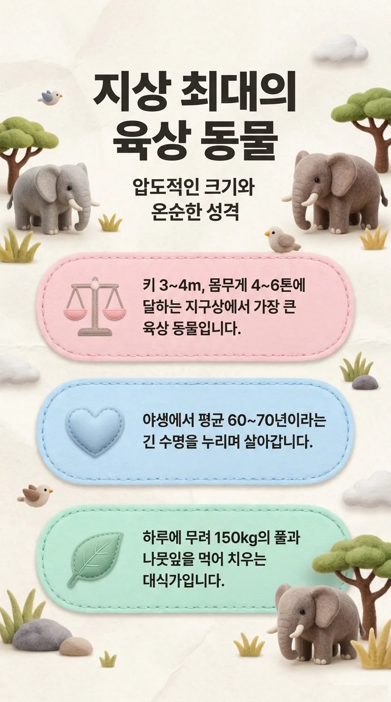 지상 최대의 육상 동물 — 압도적인 크기와 온순한 성격