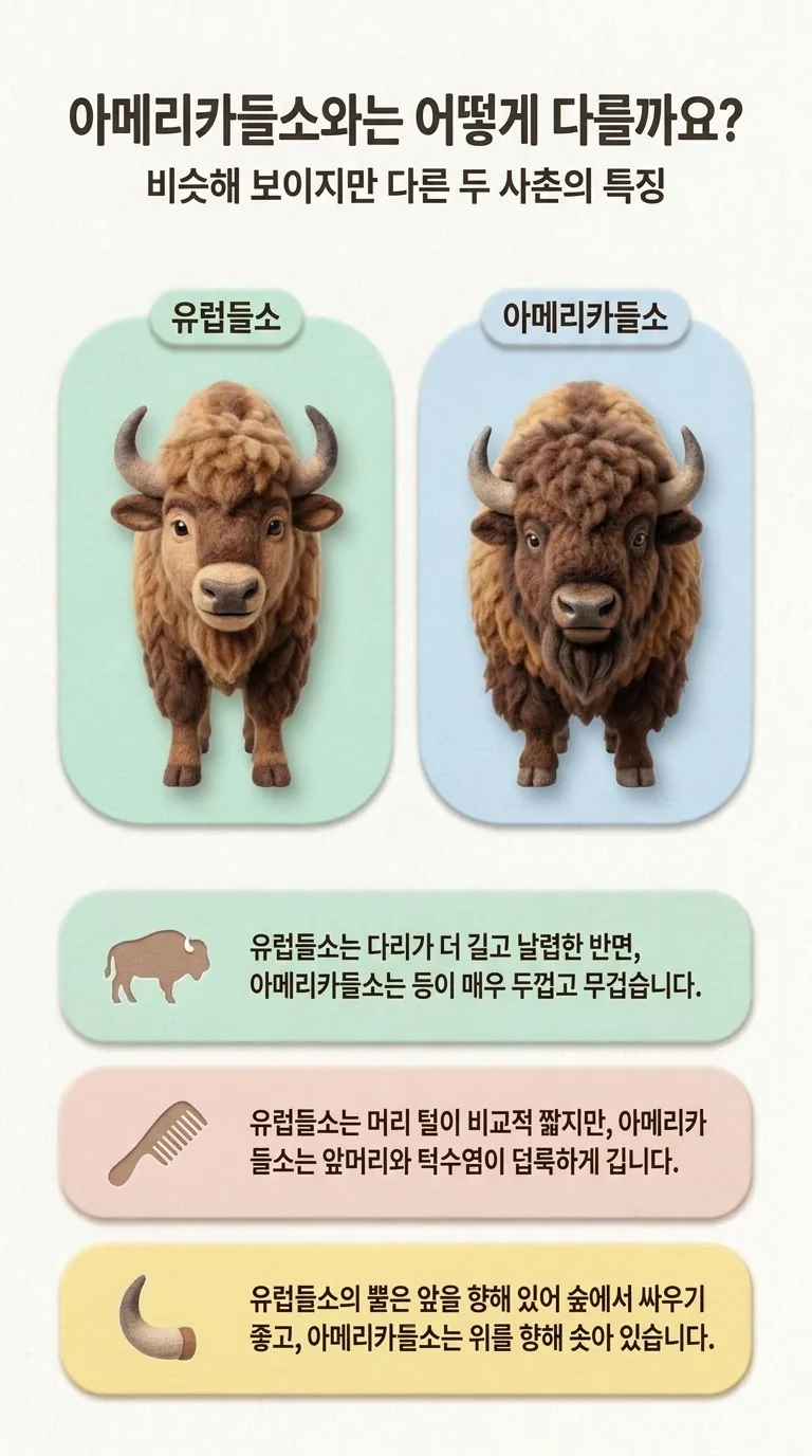 아메리카들소와는 어떻게 다를까요? — 비슷해 보이지만 다른 두 사촌의 특징