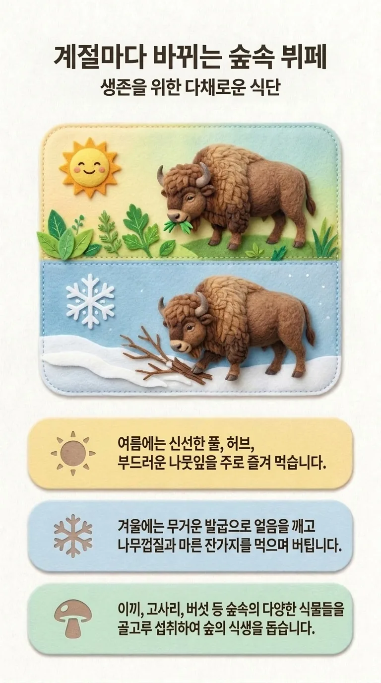 계절마다 바뀌는 숲속 뷔페 — 생존을 위한 다채로운 식단