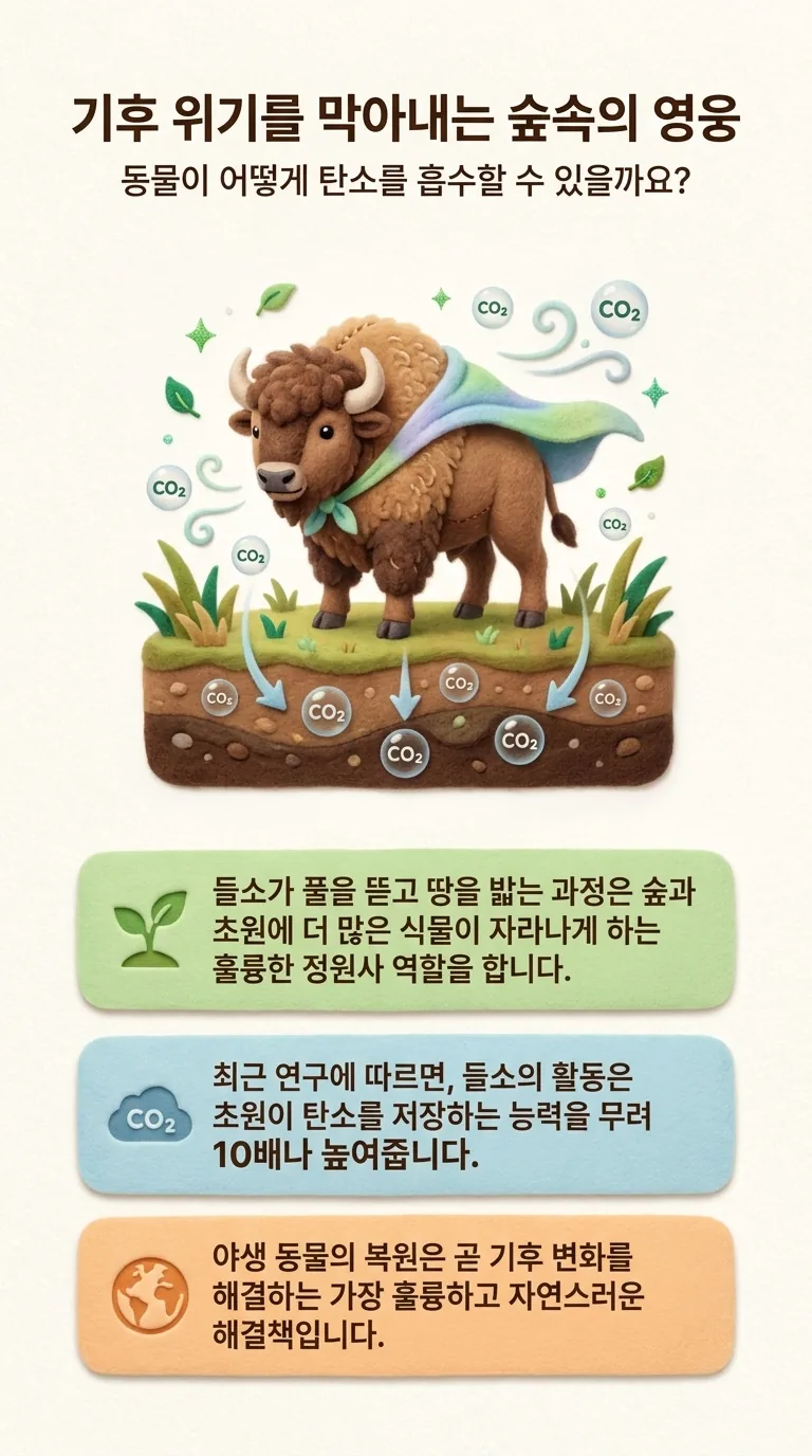 기후 위기를 막아내는 숲속의 영웅 — 동물이 어떻게 탄소를 흡수할 수 있을까요?