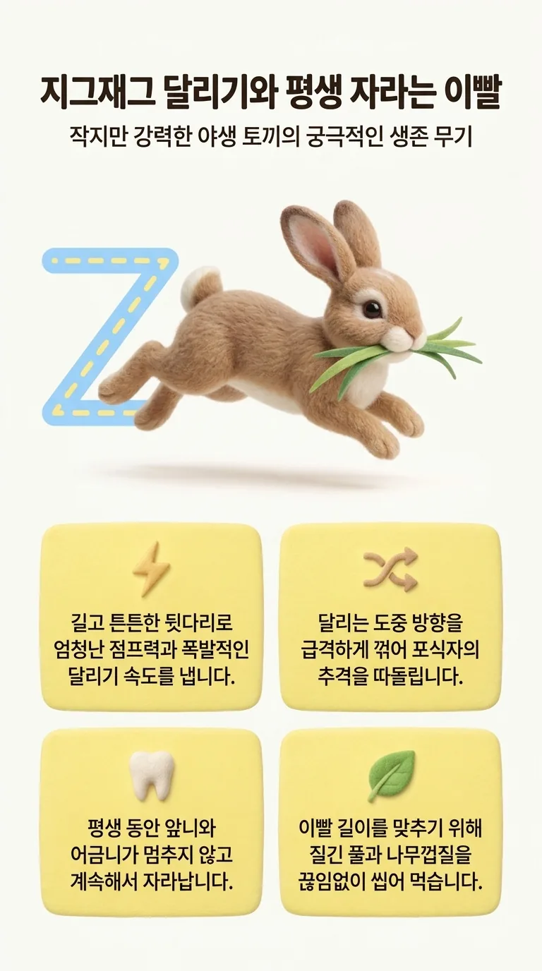 지그재그 달리기와 평생 자라는 이빨 — 작지만 강력한 야생 토끼의 궁극적인 생존 무기
