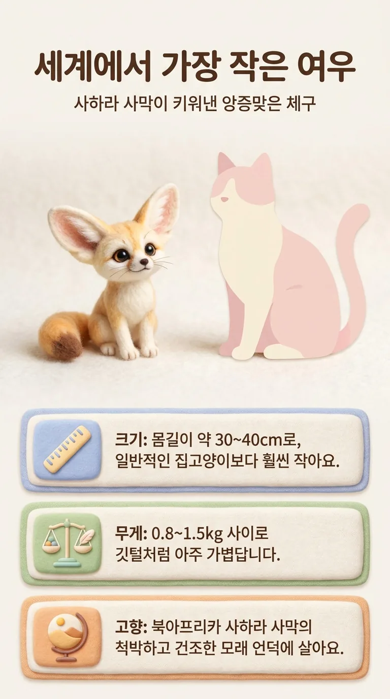 세계에서 가장 작은 여우 — 사하라 사막이 키워낸 앙증맞은 체구 — 크기 / 무게 / 고향
