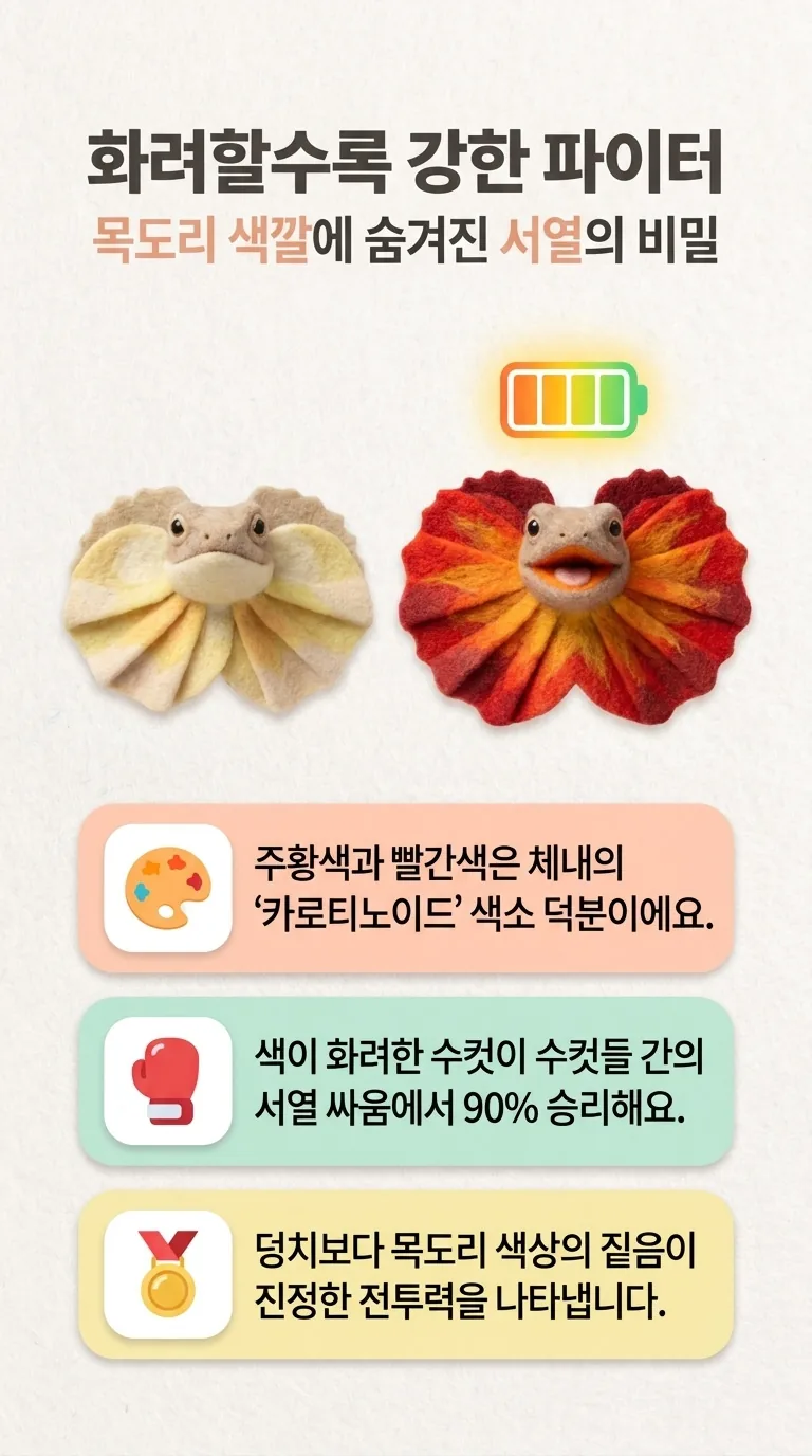 화려할수록 강한 파이터 — 목도리 색깔에 숨겨진 서열의 비밀