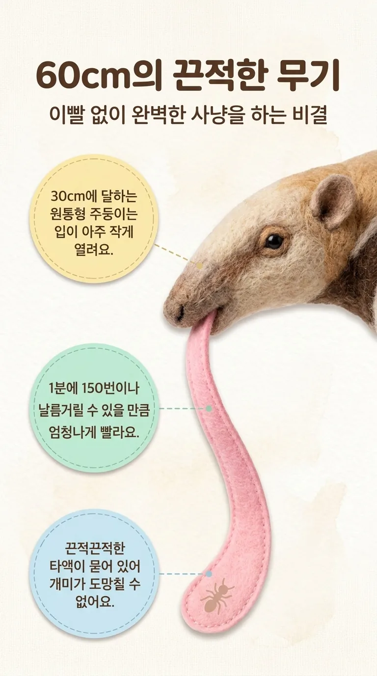 60cm의 끈적한 무기 — 이빨 없이 완벽한 사냥을 하는 비결