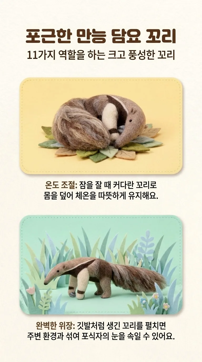 포근한 만능 담요 꼬리 — 11가지 역할을 하는 크고 풍성한 꼬리 — 온도 조절 / 완벽한 위장
