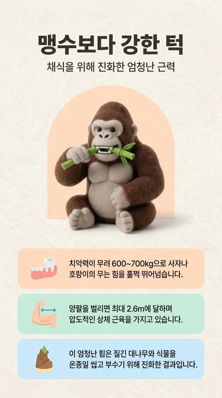 맹수보다 강한 턱 — 채식을 위해 진화한 엄청난 근력