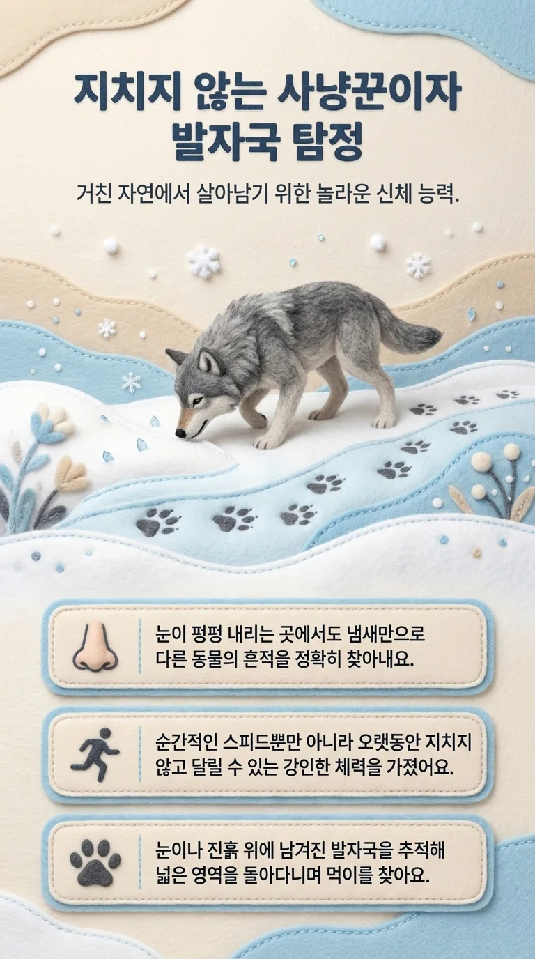 지치지 않는 사냥꾼이자 발자국 탐정 — 거친 자연에서 살아남기 위한 놀라운 신체 능력.