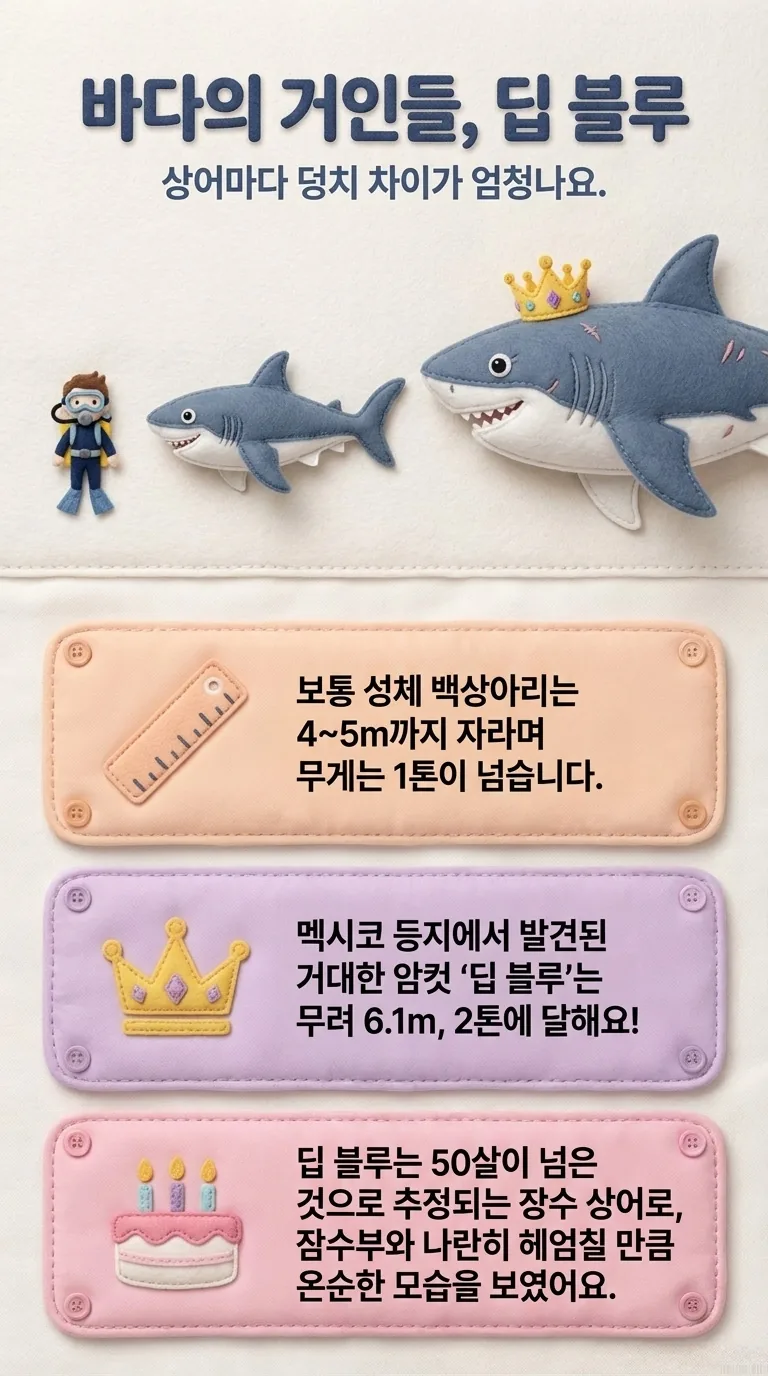 바다의 거인들, 딥 블루 — 상어마다 덩치 차이가 엄청나요.