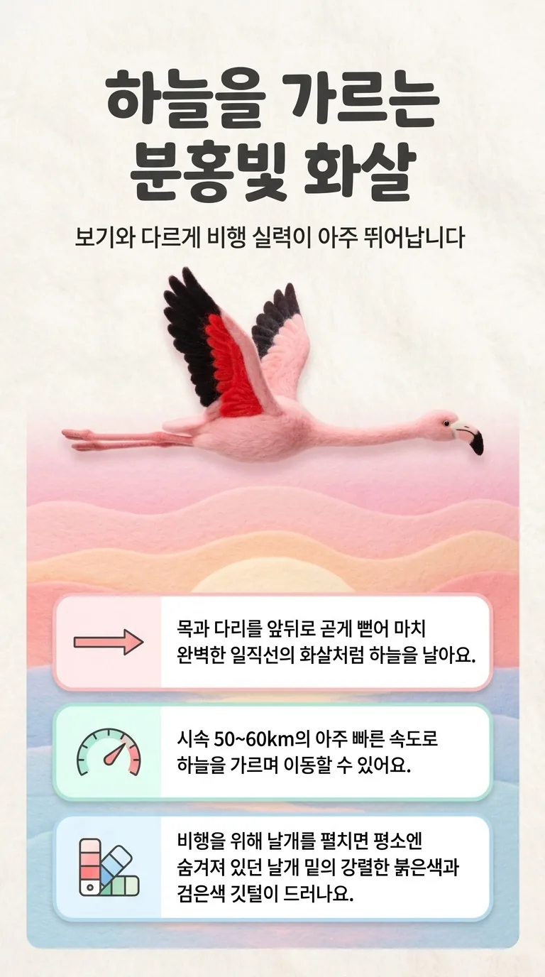 하늘을 가르는 분홍빛 화살 — 보기와 다르게 비행 실력이 아주 뛰어납니다