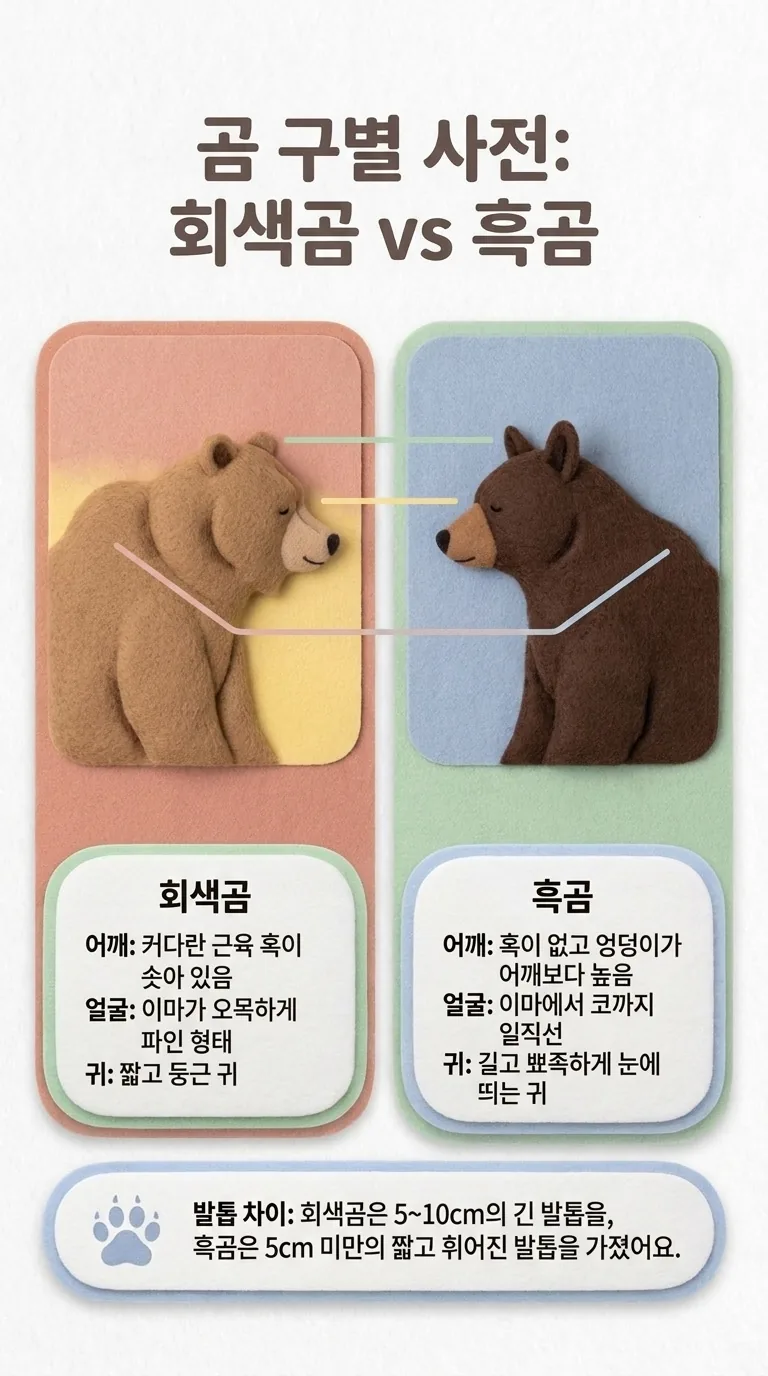 곰 구별 사전: 회색곰 vs 흑곰 — 회색곰 / 흑곰