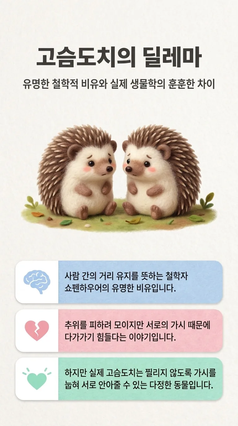 고슴도치의 딜레마 — 유명한 철학적 비유와 실제 생물학의 훈훈한 차이