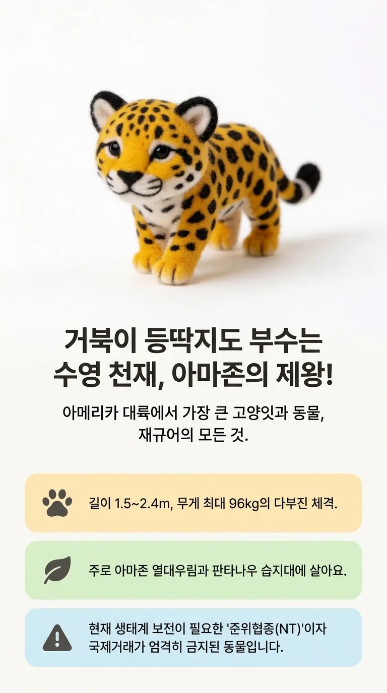 거북이 등딱지도 부수는 수영 천재, 아마존의 제왕! — 아메리카 대륙에서 가장 큰 고양잇과 동물, 재규어의 모든 것.