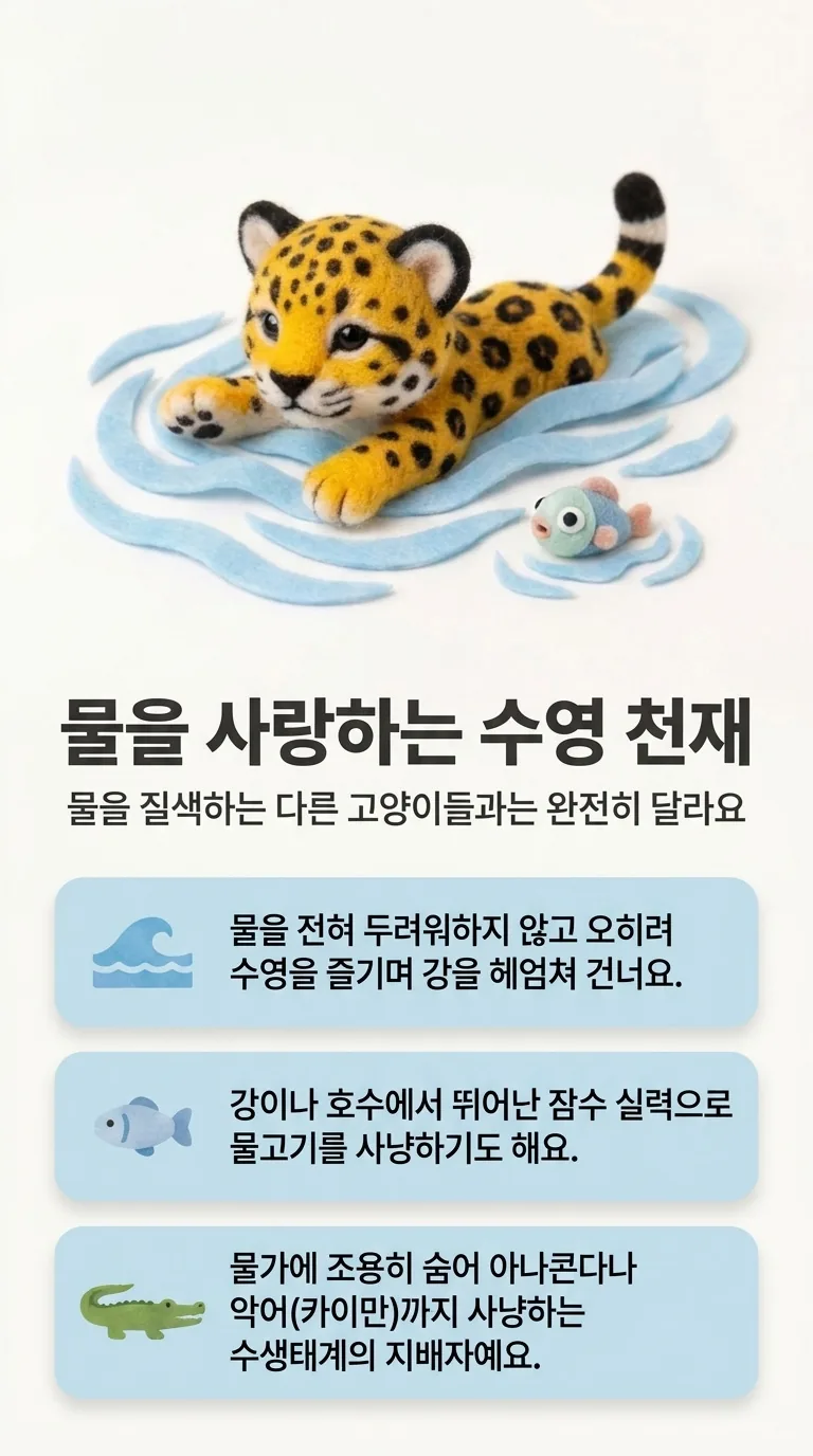 물을 사랑하는 수영 천재 — 물을 질색하는 다른 고양이들과는 완전히 달라요