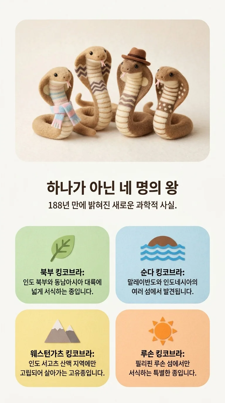 하나가 아닌 네 명의 왕 — 188년 만에 밝혀진 새로운 과학적 사실. — 북부 킹코브라 / 순다 킹코브라 / 웨스턴가츠 킹코브라 / 루손 킹코브라