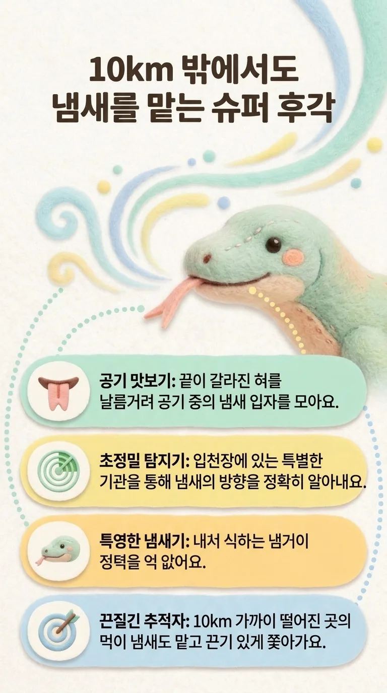10km 밖에서도 냄새를 맡는 슈퍼 후각 — 공기 맛보기 / 초정밀 탐지기 / 특영한 냄새기 / 끈질긴 추적자