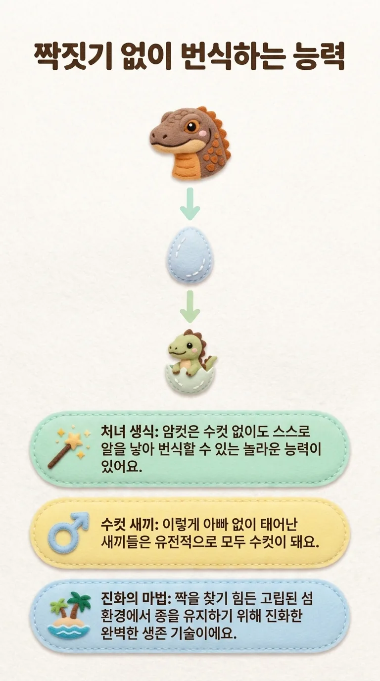 짝짓기 없이 번식하는 능력 — 처녀 생식 / 수컷 새끼 / 진화의 마법