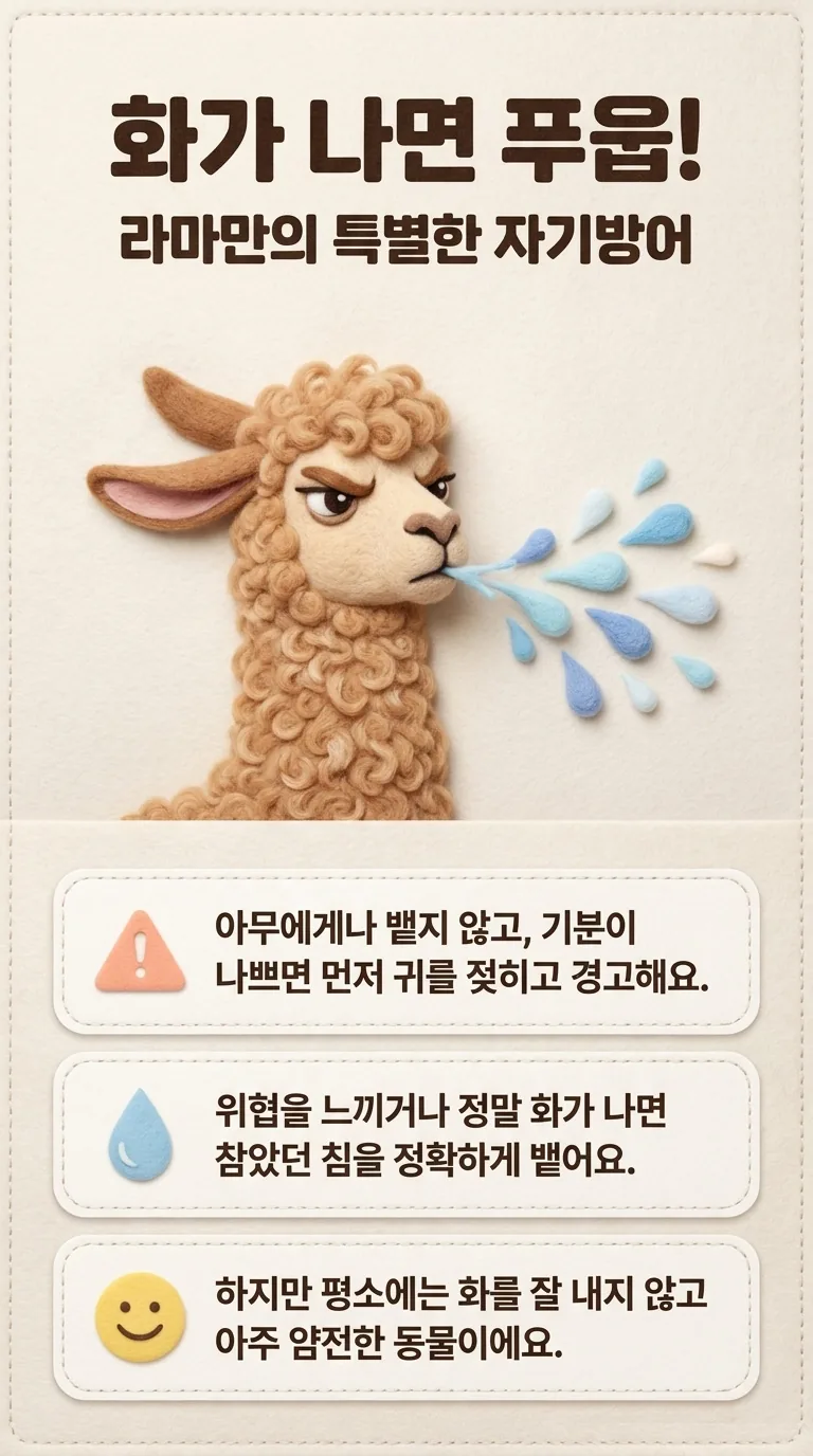 화가 나면 푸읍! — 라마만의 특별한 자기방어