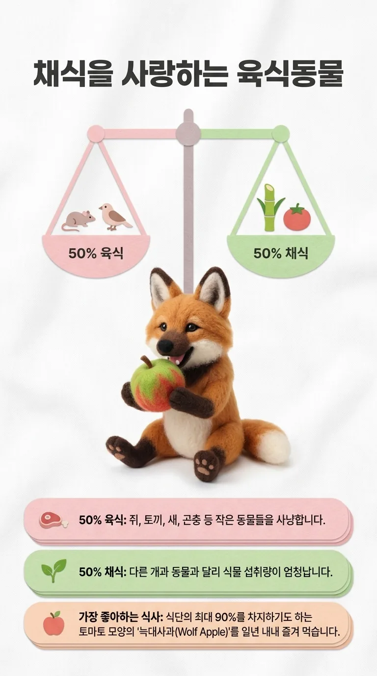채식을 사랑하는 육식동물 — 50% 육식 / 50% 채식 / 가장 좋아하는 식사