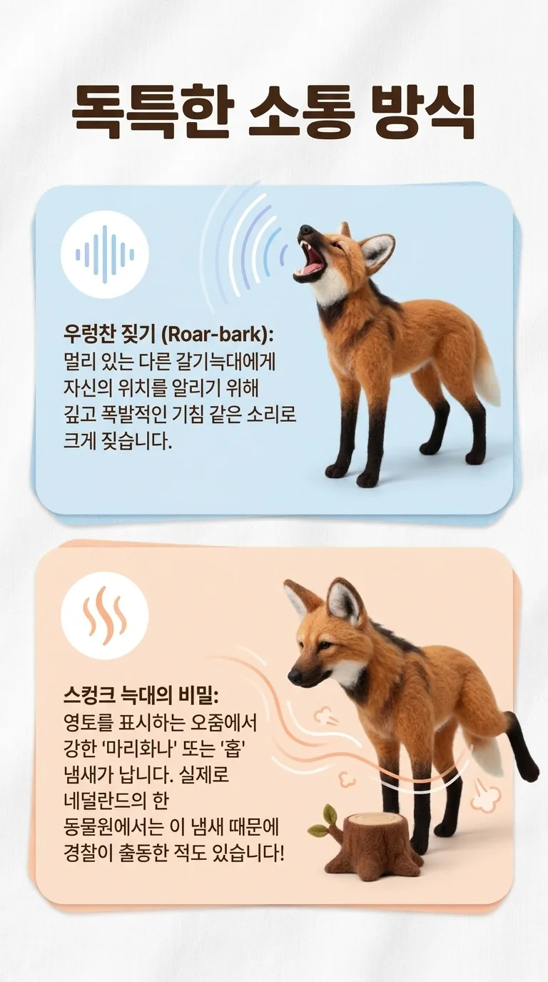 독특한 소통 방식 — 우렁찬 짖기 (Roar-bark) / 스컹크 늑대의 비밀