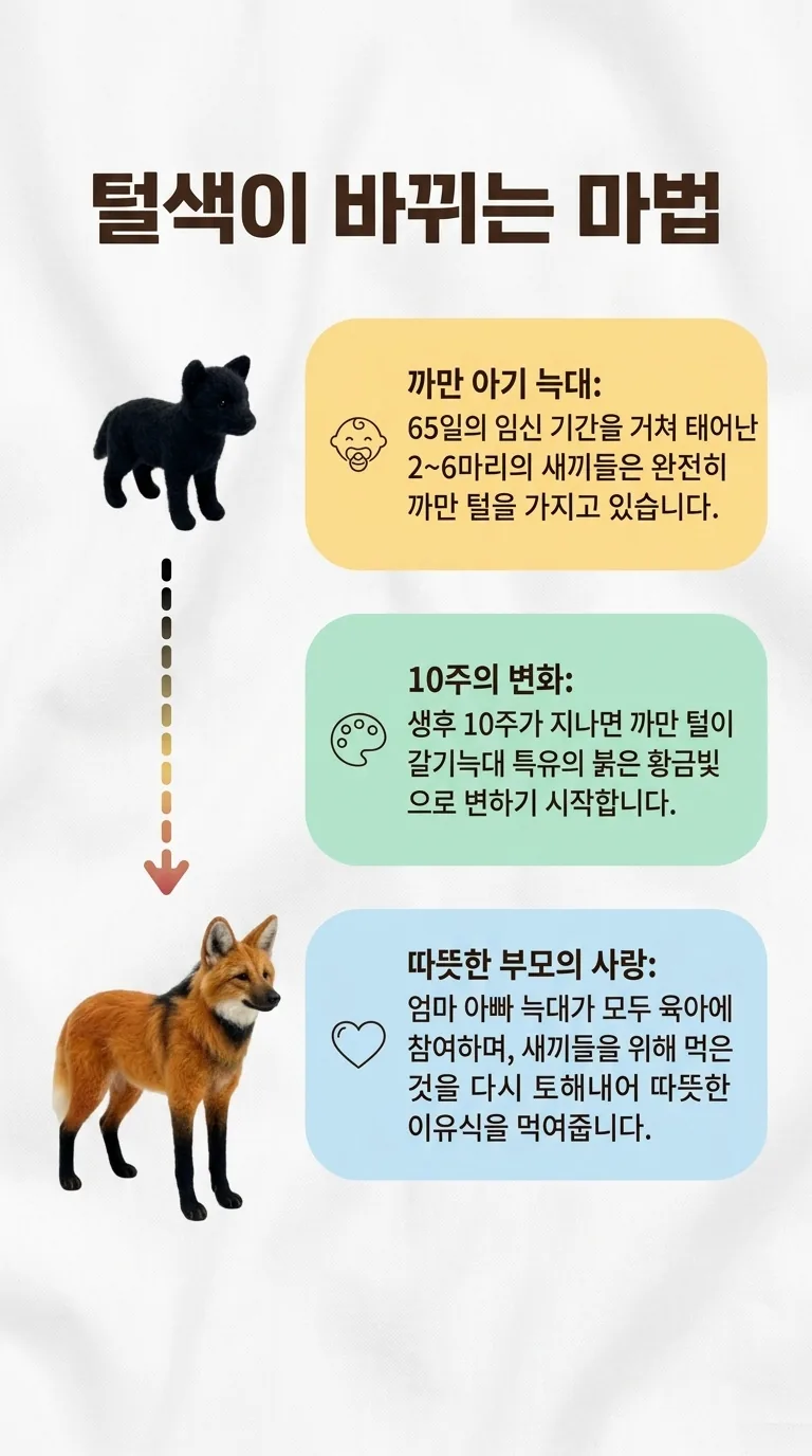 털색이 바뀌는 마법 — 까만 아기 늑대 / 10주의 변화 / 따뜻한 부모의 사랑