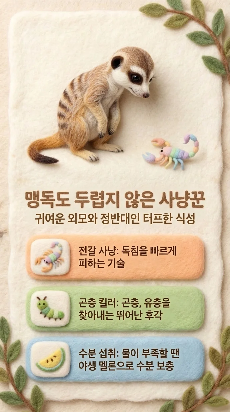 맹독도 두렵지 않은 사냥꾼 — 귀여운 외모와 정반대인 터프한 식성 — 전갈 사냥 / 곤충 킬러 / 수분 섭취