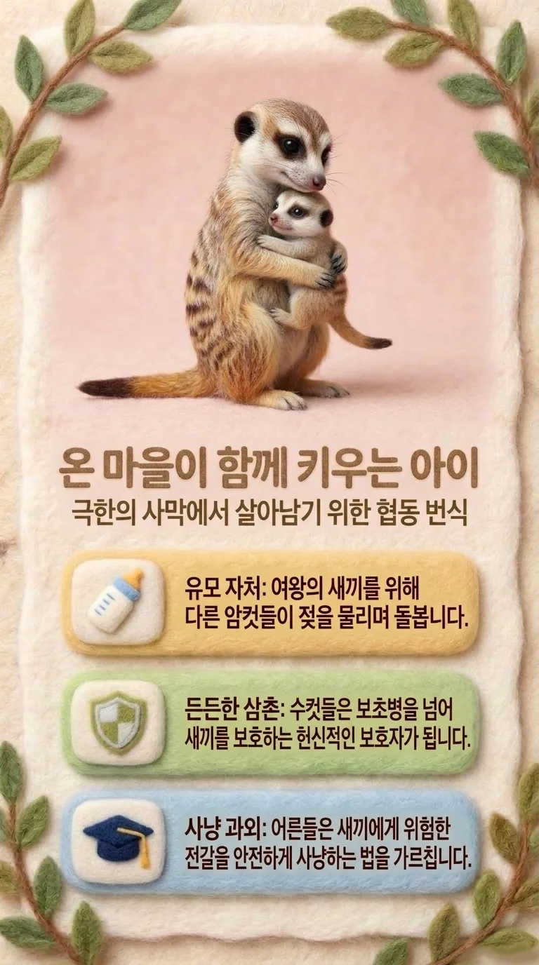 온 마을이 함께 키우는 아이 — 극한의 사막에서 살아남기 위한 협동 번식 — 유모 자처 / 든든한 삼촌 / 사냥 과외