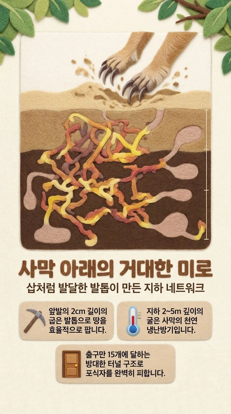 사막 아래의 거대한 미로 — 삽처럼 발달한 발톱이 만든 지하 네트워크