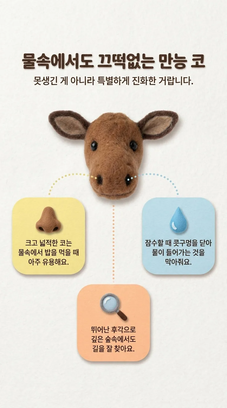 물속에서도 끄떡없는 만능 코 — 못생긴 게 아니라 특별하게 진화한 거랍니다.
