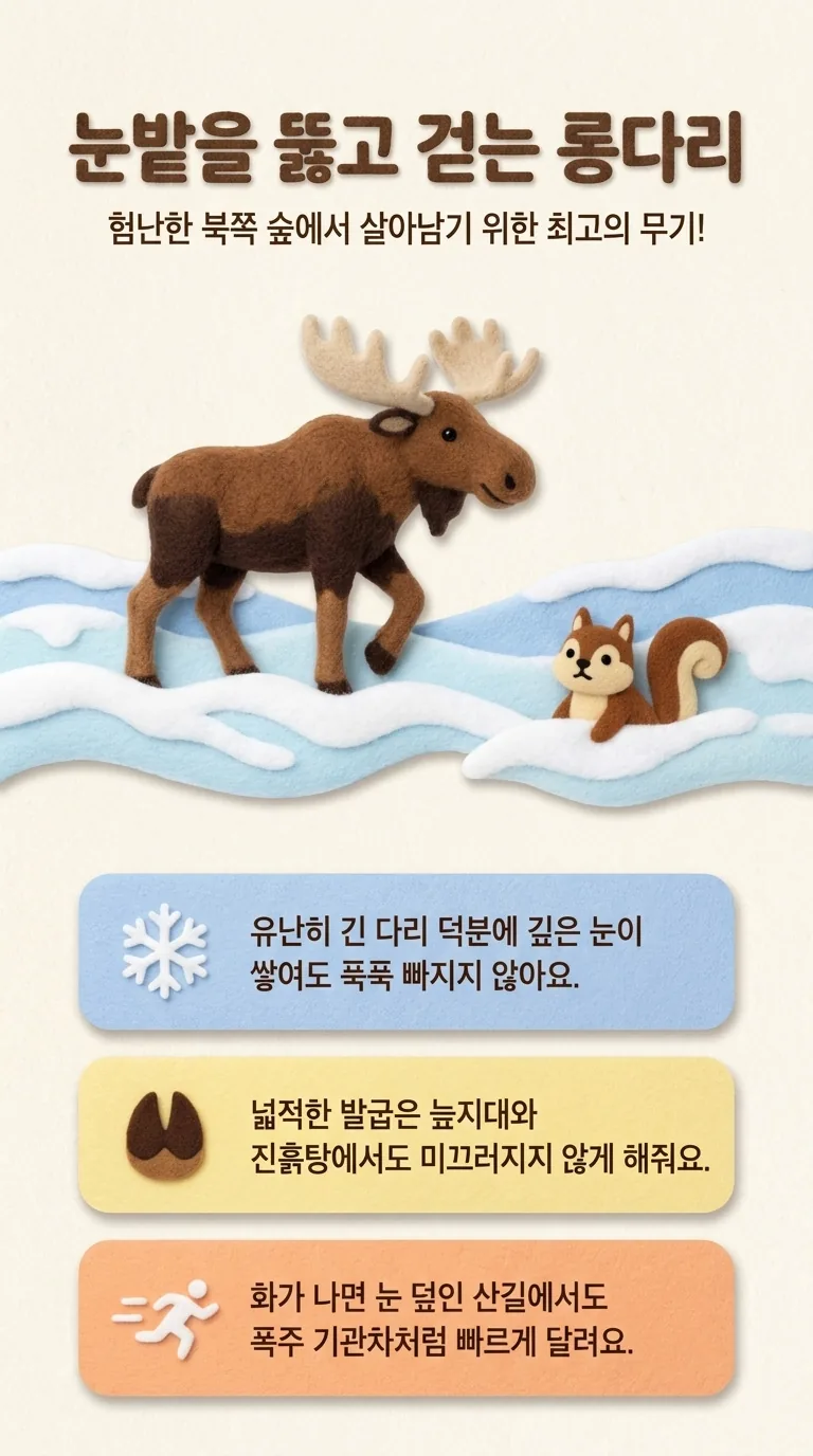 눈밭을 뚫고 걷는 롱다리 — 험난한 북쪽 숲에서 살아남기 위한 최고의 무기!