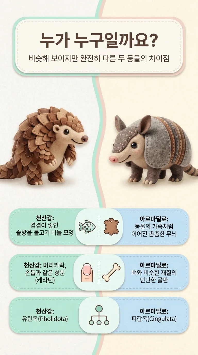 누가 누구일까요? — 비슷해 보이지만 완전히 다른 두 동물의 차이점 — 천산갑 / 천산갑 / 천산갑