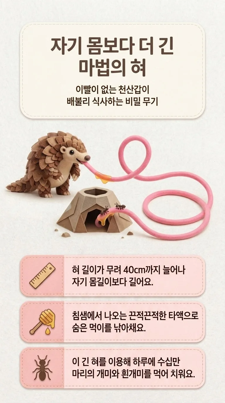 자기 몸보다 더 긴 마법의 혀 — 이빨이 없는 천산갑이 배불리 식사하는 비밀 무기