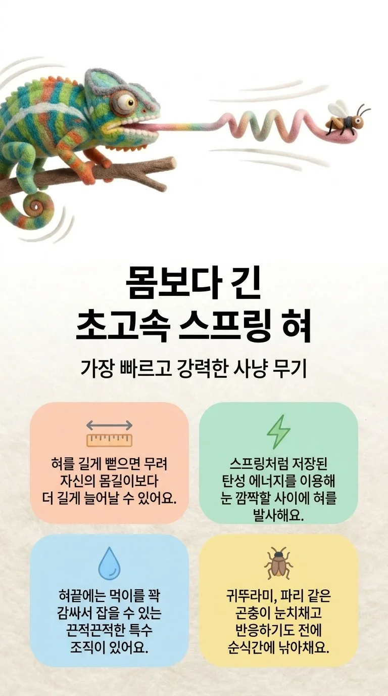 몸보다 긴 초고속 스프링 혀 — 가장 빠르고 강력한 사냥 무기