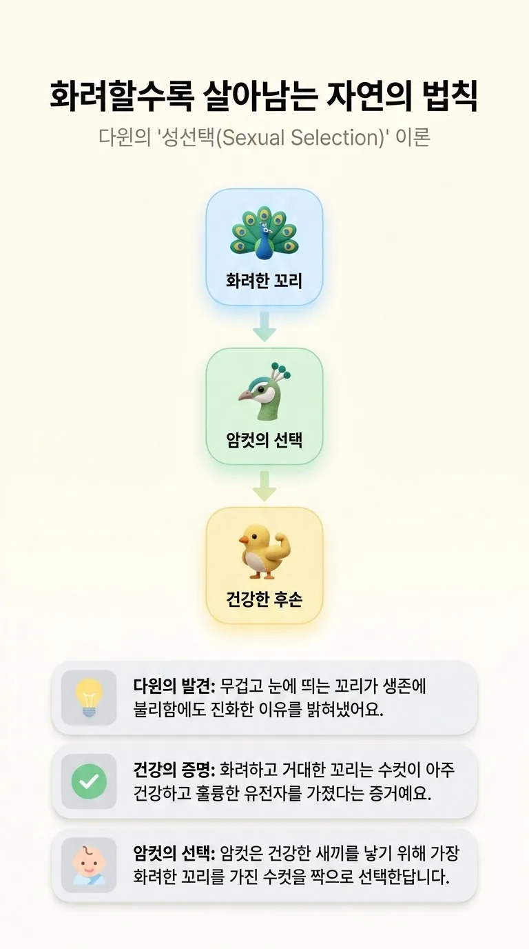 화려할수록 살아남는 자연의 법칙 — 다윈의 '성선택(Sexual Selection)' 이론 — 다윈의 발견 / 건강의 증명 / 암컷의 선택