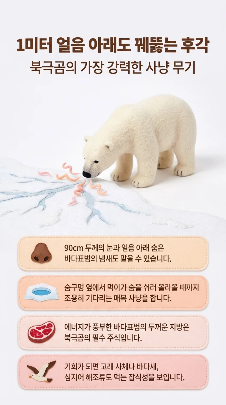 1미터 얼음 아래도 꿰뚫는 후각 — 북극곰의 가장 강력한 사냥 무기