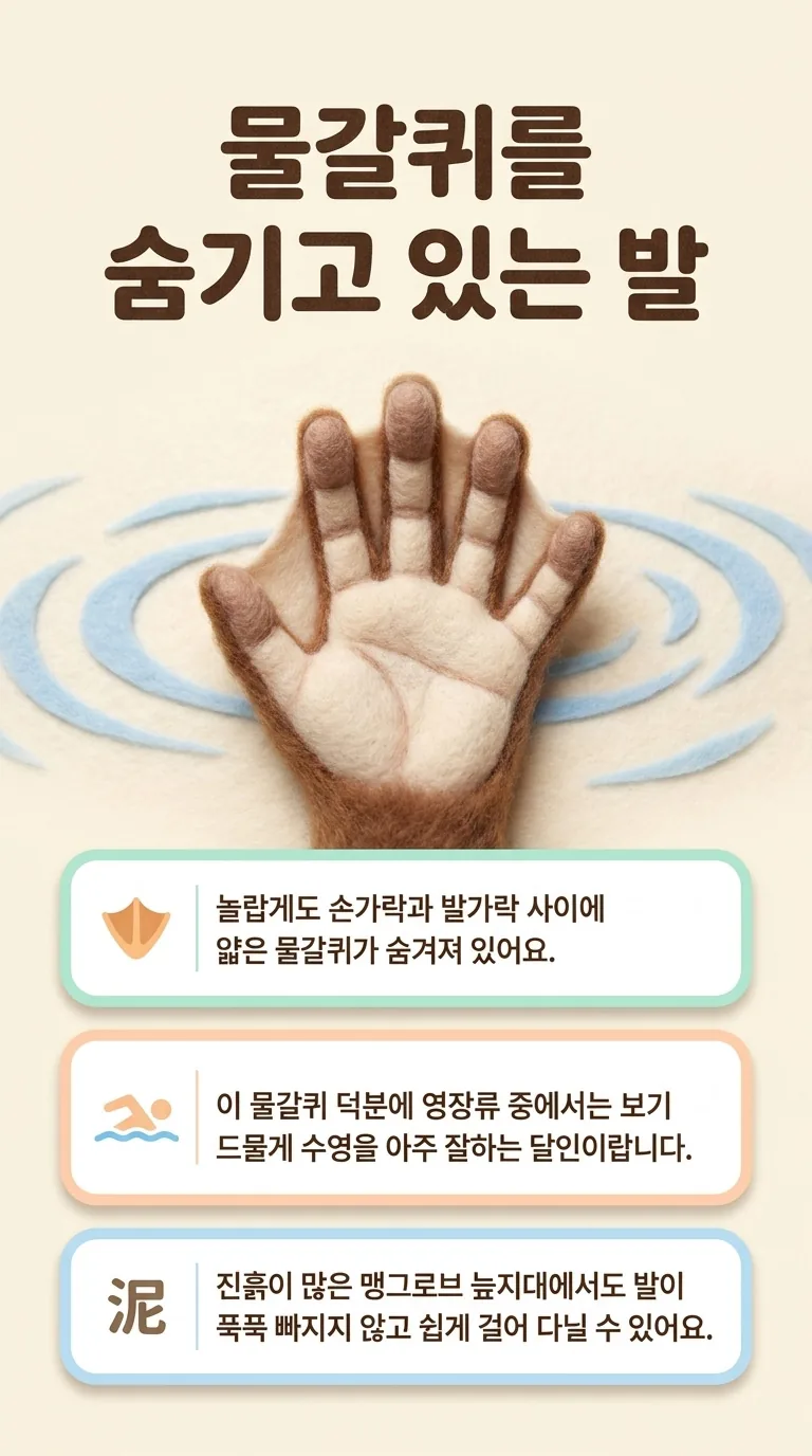 물갈퀴를 숨기고 있는 발