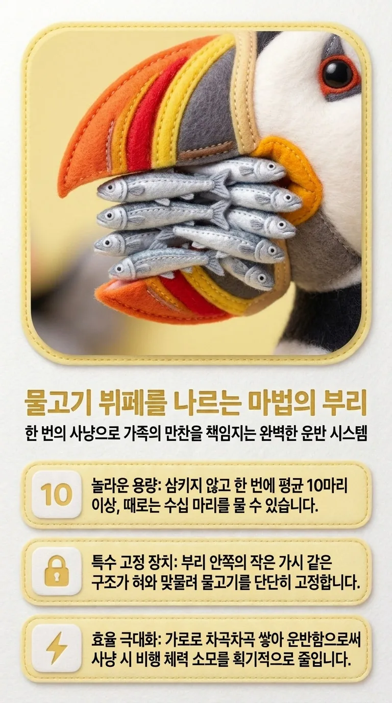 물고기 뷔페를 나르는 마법의 부리 — 한 번의 사냥으로 가족의 만찬을 책임지는 완벽한 운반 시스템 — 놀라운 용량 / 특수 고정 장치 / 효율 극대화